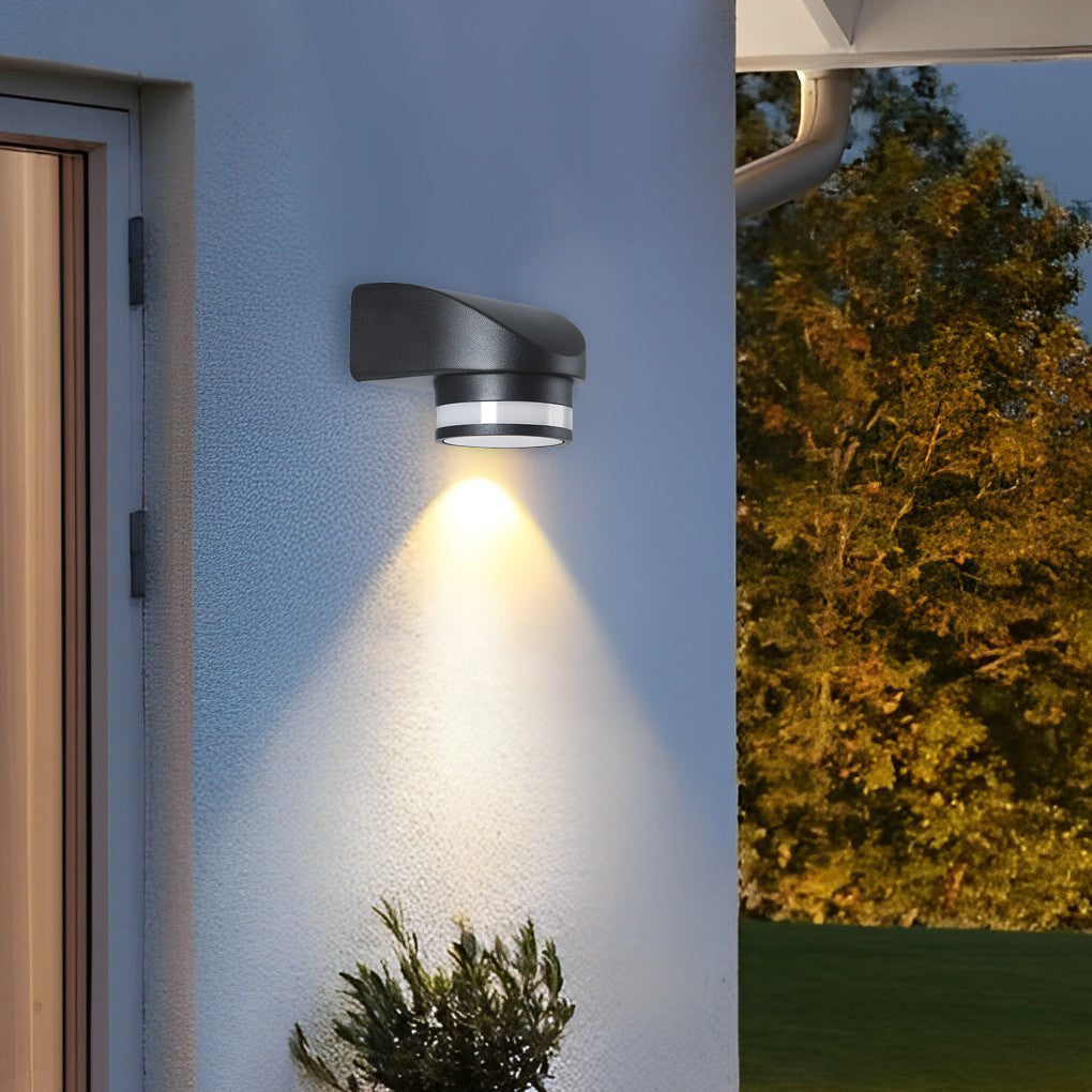 Rund udendørs vægvaske LED-lys i aluminium, sort finish