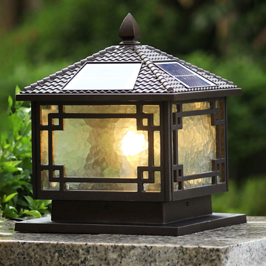 Nydia European Pillar Light, Coffee-Gold Aluminum Garden Lamp