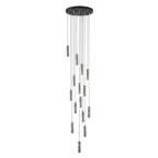 Cylinder cluster pendant light with fifteen heads glowing