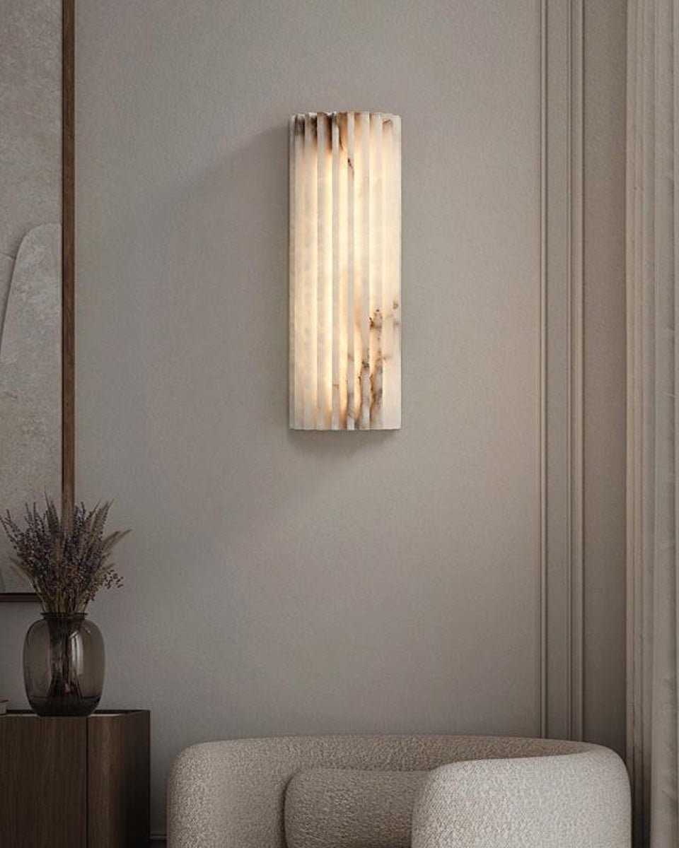 Alabaster wall light displayed in a refined living space