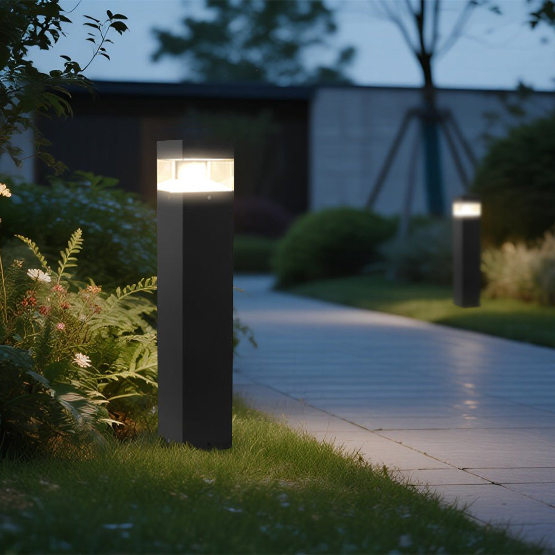 Aluminum Garden Pole Light, 80cm Nordic Bollard Lamp With Warm LED