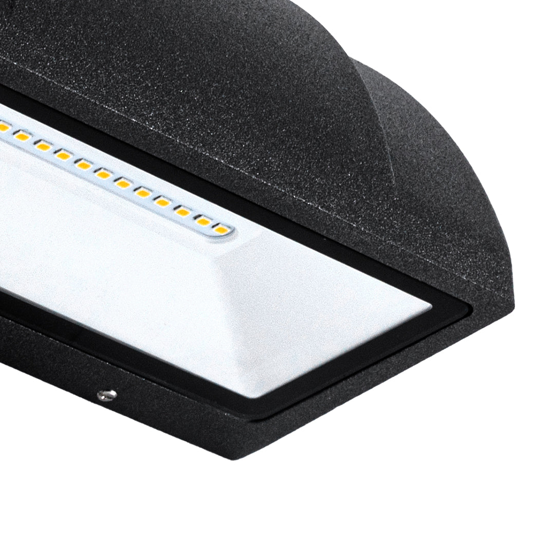 Luz de Parede Exterior Moderna em Vidro Geométrico com Estrutura em Alumínio Preto