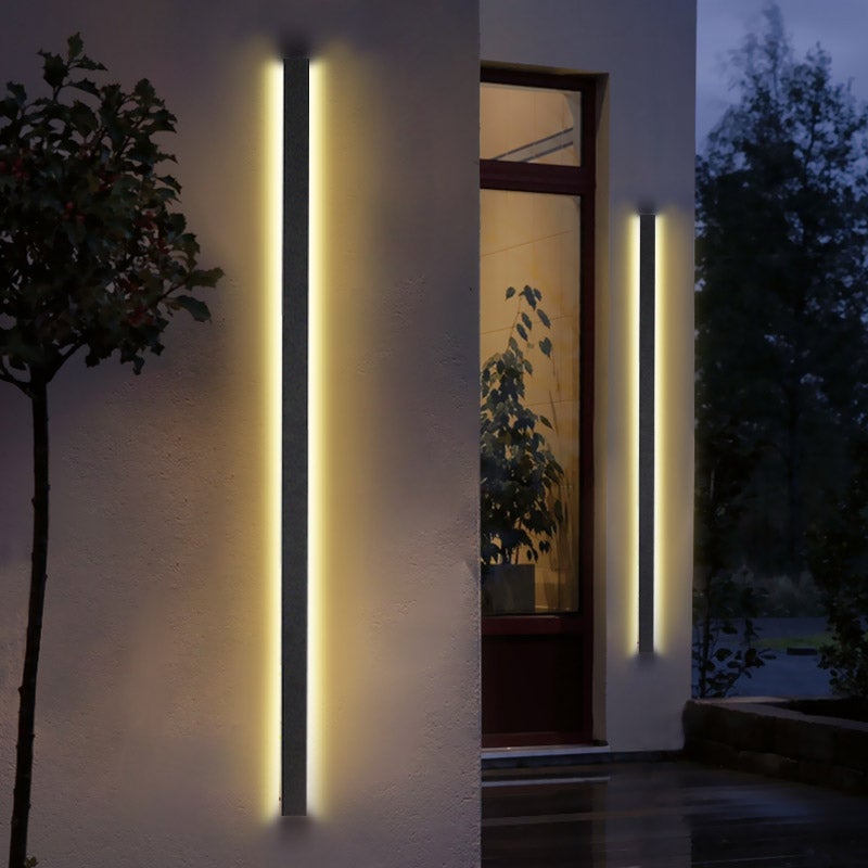 Linear LED Porch Sconce, Teres Black Iron Outdoor Wall Light