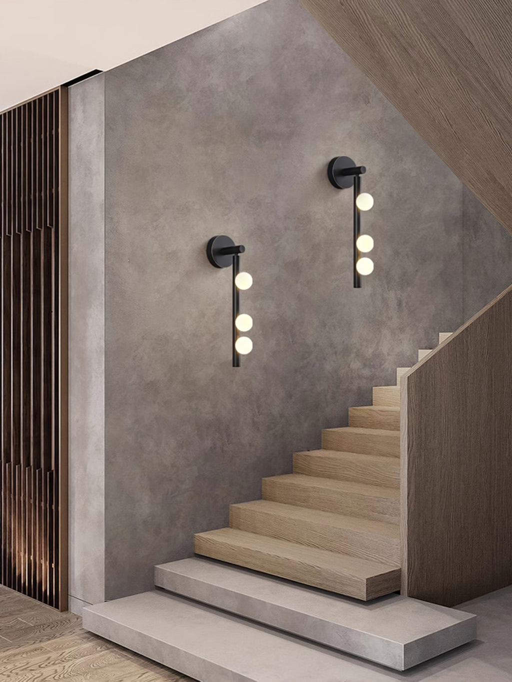 Glasrør Væglampe, Blæste Glasglobusser, Messingfinish, G4 LED