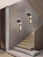 Glasrør Væglampe, Blæste Glasglobusser, Messingfinish, G4 LED