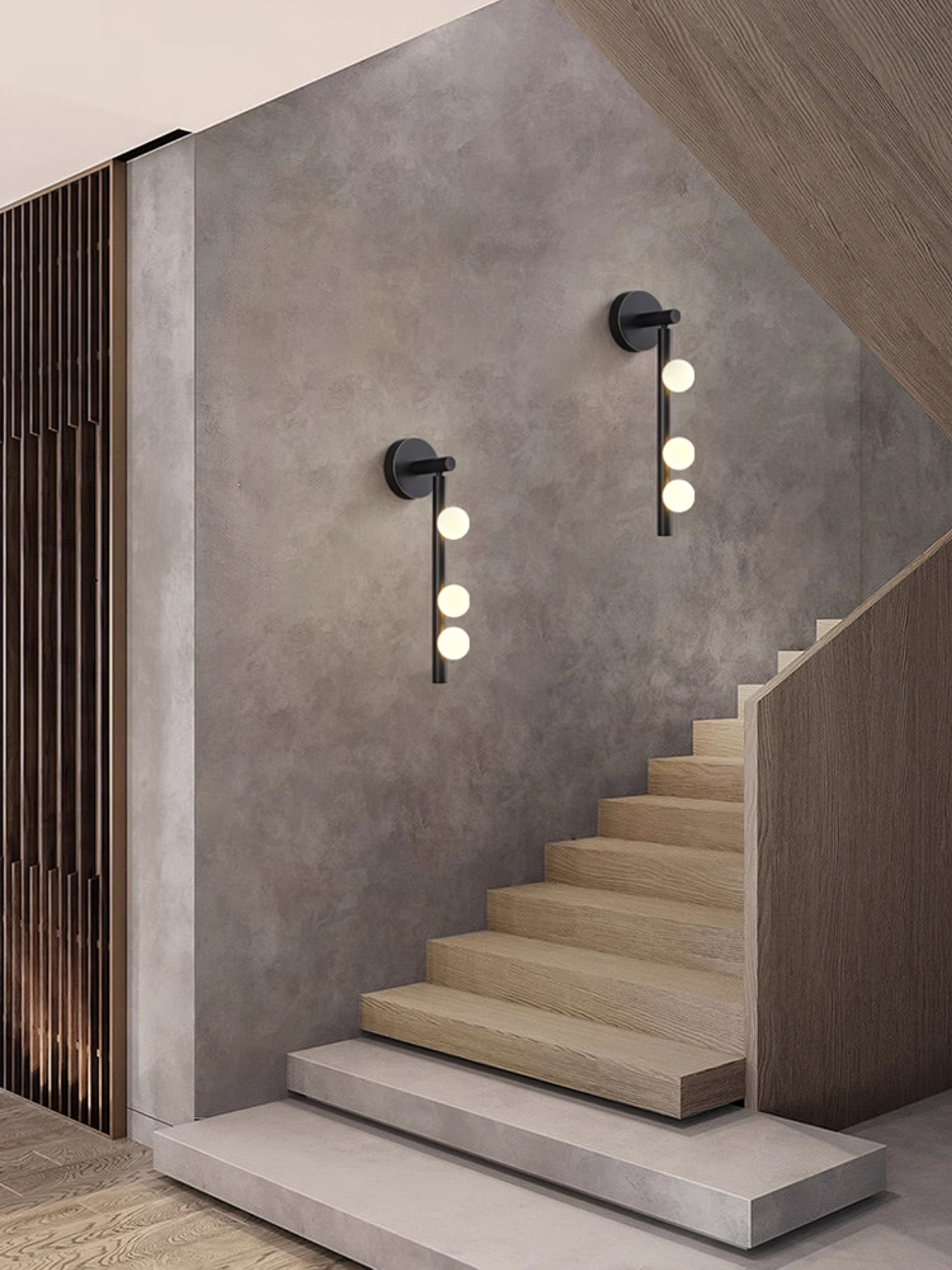 Glasrør Væglampe, Blæste Glasglobusser, Messingfinish, G4 LED
