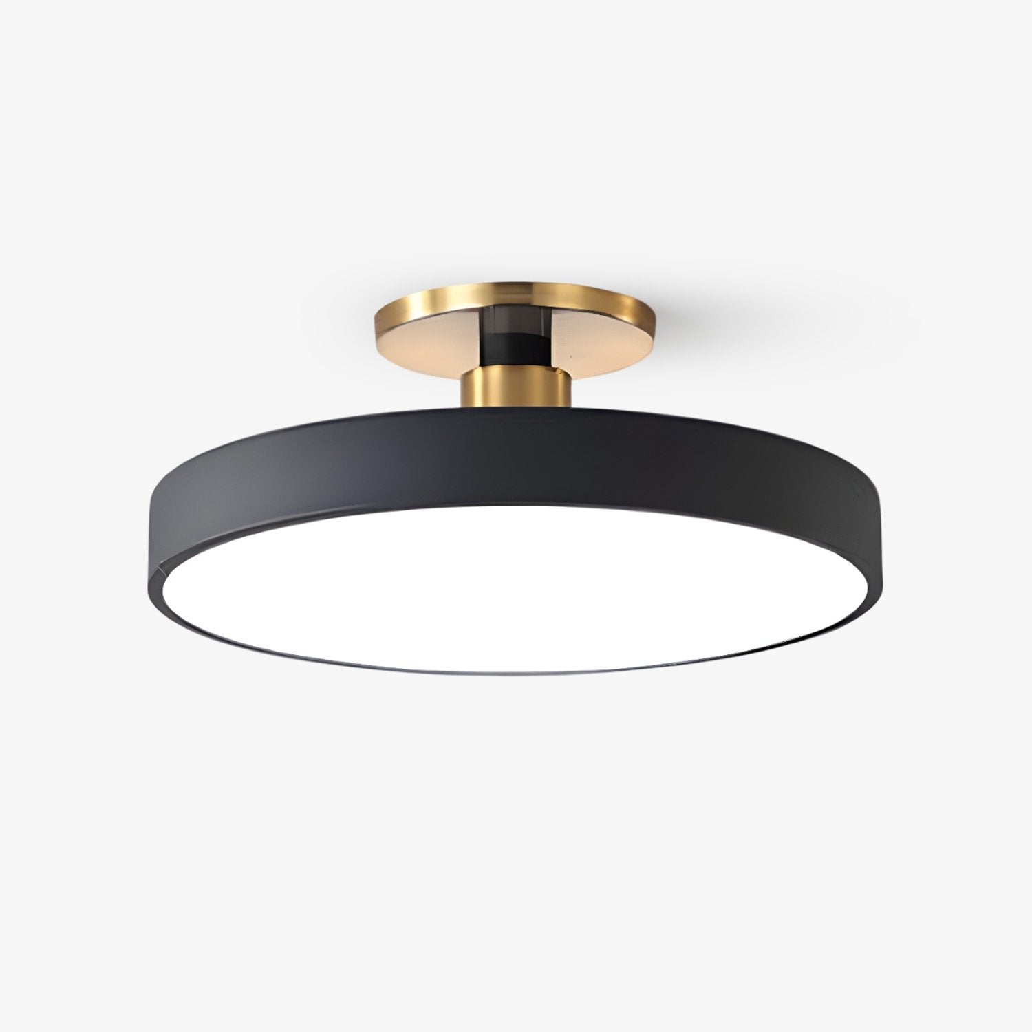 Round flush mount ceiling light with white diffuser close detail