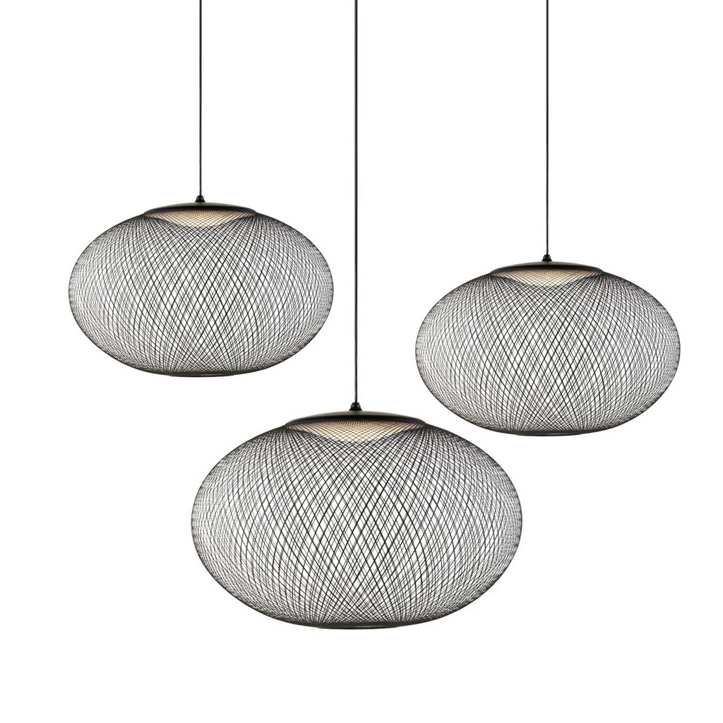 Iron mesh pendant light shown in a neutral setting