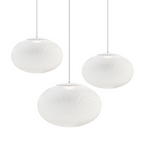 Latticed pendant light detail of the diffused glow