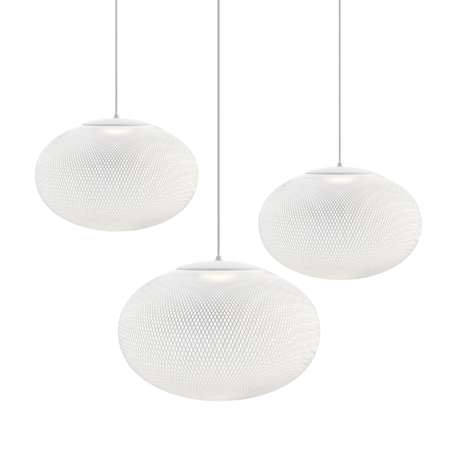 Latticed pendant light detail of the diffused glow