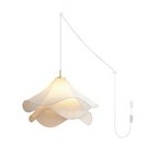 Ethereal Bloom plug-in pendant light lit, soft light spreading through the blooming fabric shade