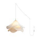 Ethereal Bloom plug-in pendant light final view of the white bloom shade and gold body