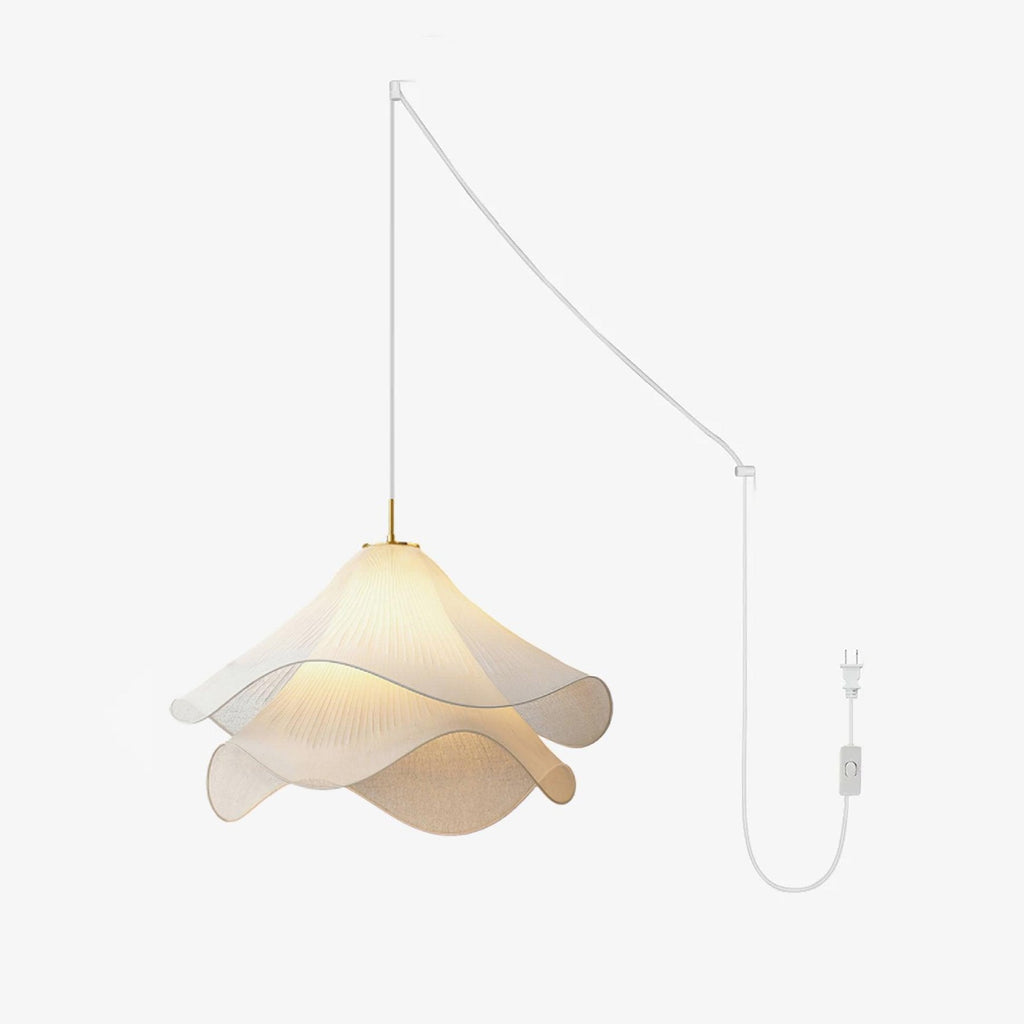 Ethereal Bloom plug-in pendant light shown with its plug-in cord and inline switch