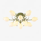 On a plain white background, this Clérachic ceiling light in green shows its full cluster of shades radiating from a central bloom.