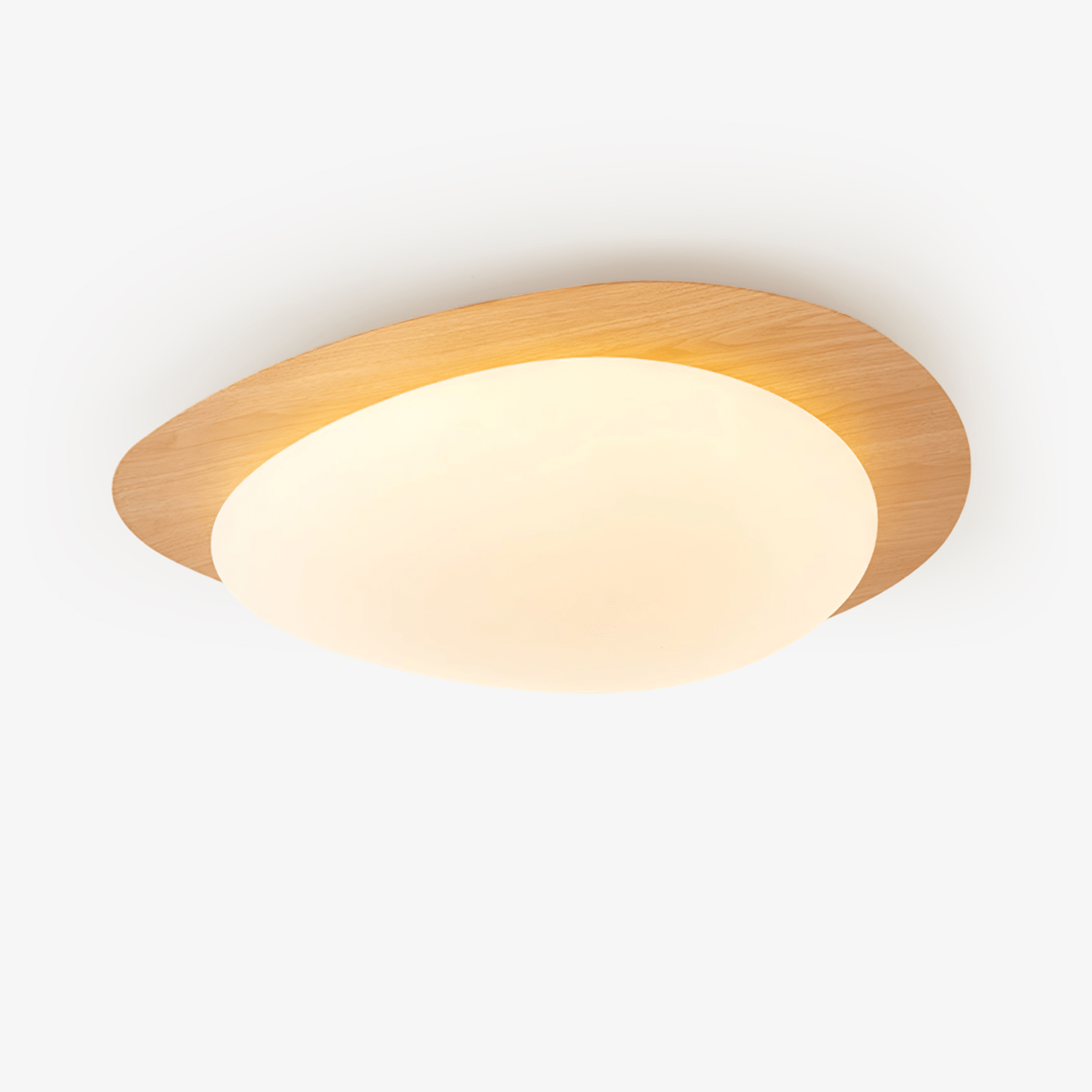Muto Pebble Ceiling Light, Walnut Wood-Tone Finish, Integrated LED