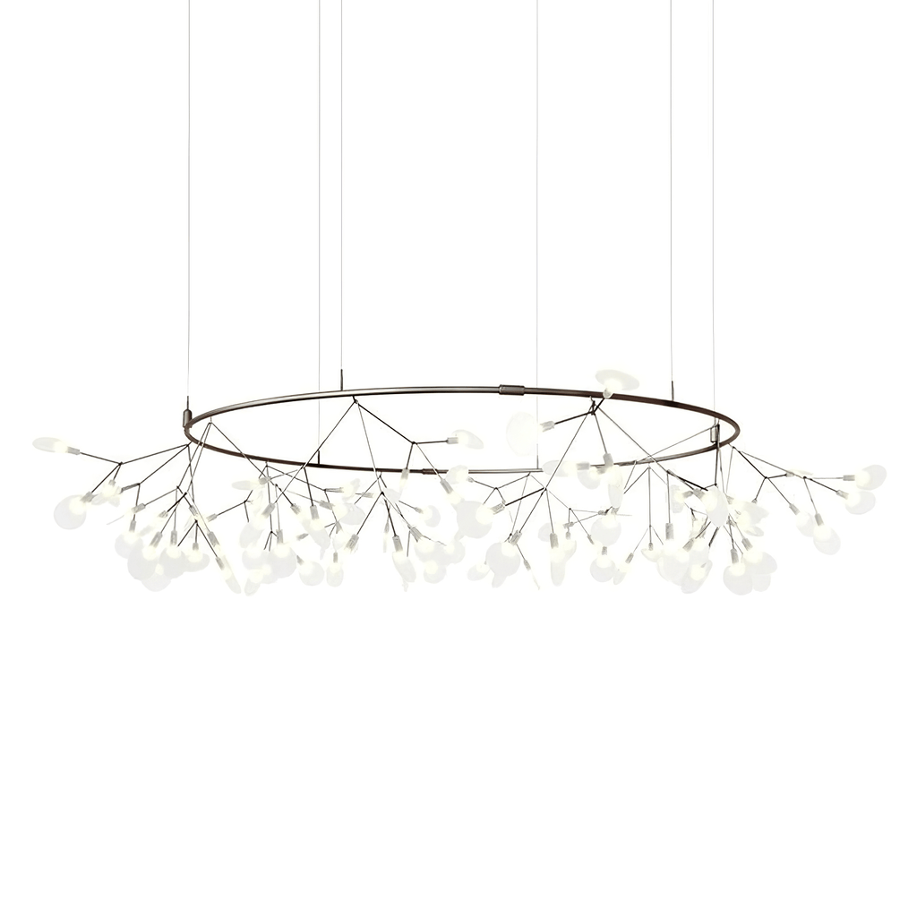 Black firefly chandelier size diagram showing branch spread