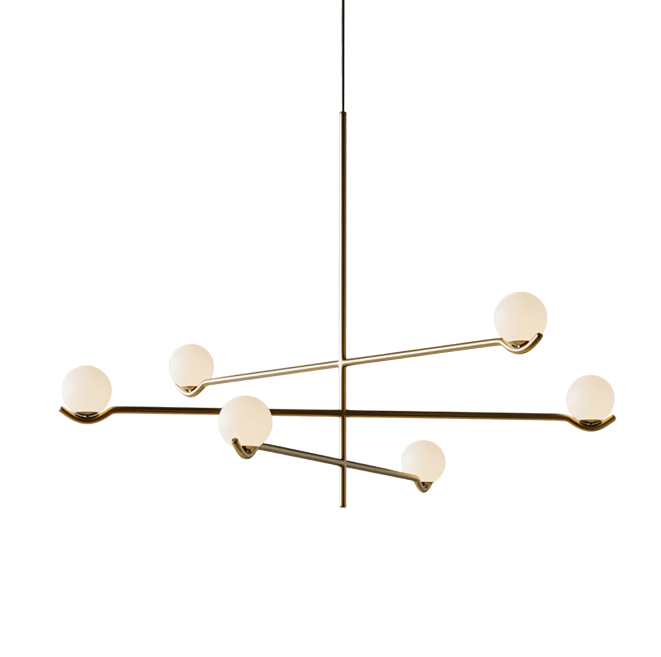 Baer pendellampe, hvide glasskærme, G9 LED, sort eller guld