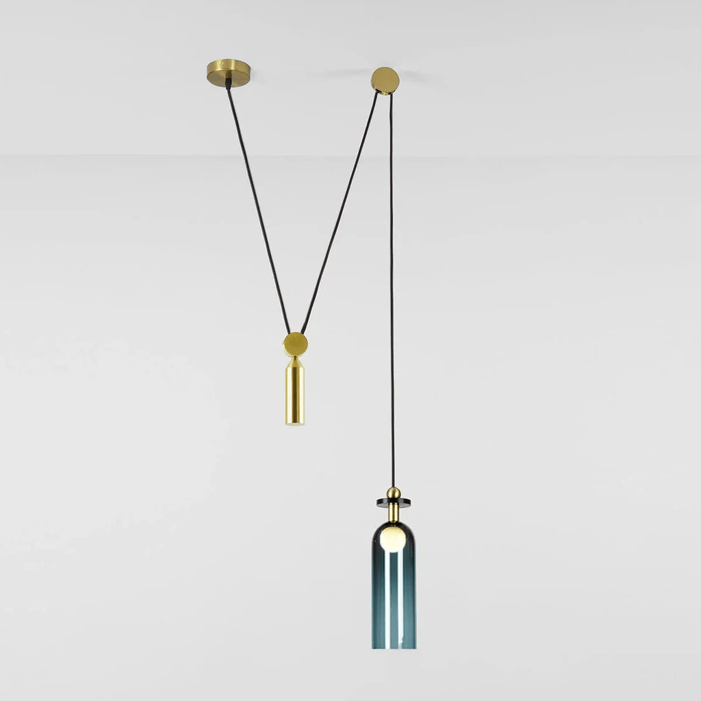 Geometrisk lysekrone, modulære glasskærme, E14-fatning, guld eller sort