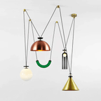 Geometrisk lysekrone, modulære glasskærme, E14-fatning, guld eller sort