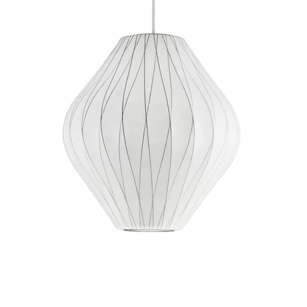 Pendant Light, Crisscross Bubble, Mulberry Silk, Steel Wireframe, E26