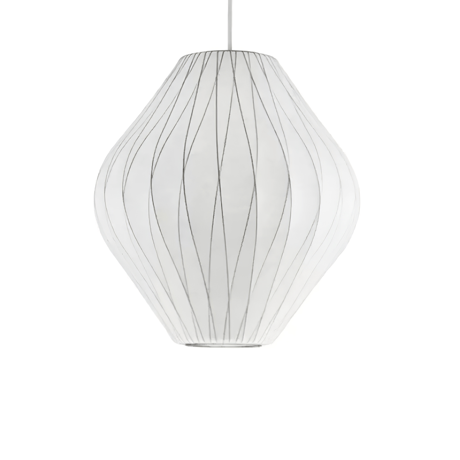 Pendant Light, Crisscross Bubble, Mulberry Silk, Steel Wireframe, E26