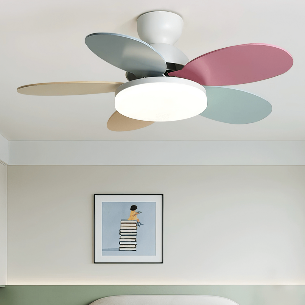 Liora Kids' Wood-Blade Ceiling Fan With Integrated LED, Multicolor