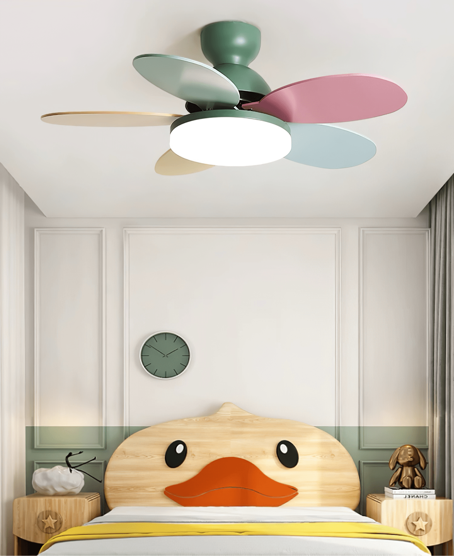 Wooden ceiling fan blade and gasket assembly detail