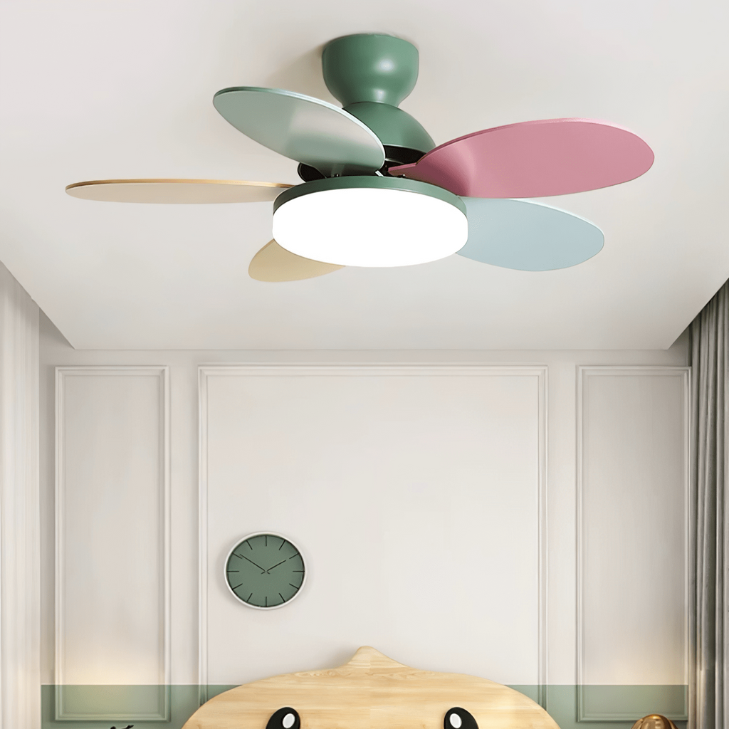 Liora Kids' Wood-Blade Ceiling Fan With Integrated LED, Multicolor