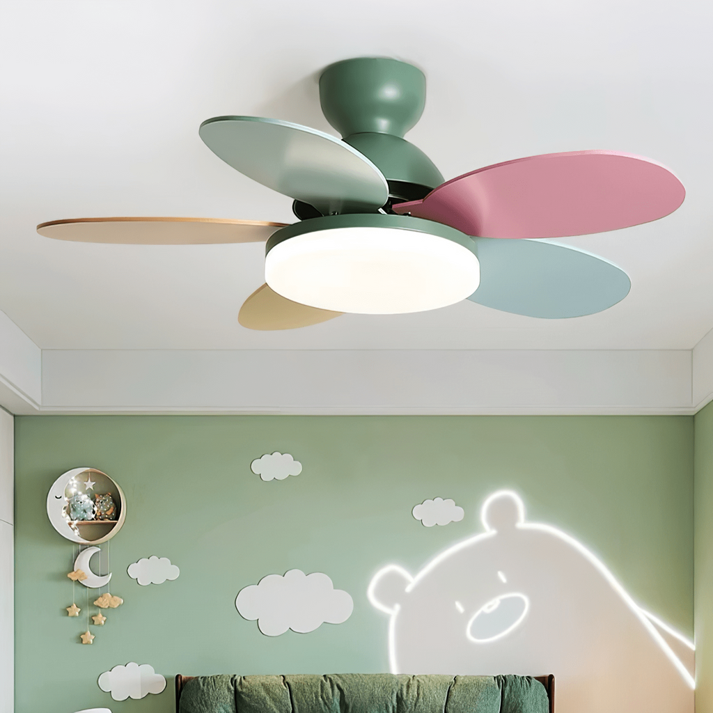 Liora Kids' Wood-Blade Ceiling Fan With Integrated LED, Multicolor