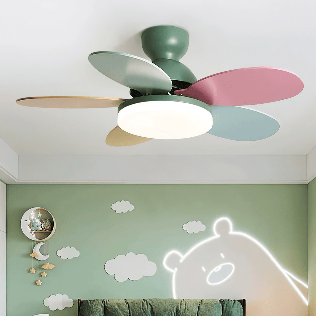 Liora Kids' Wood-Blade Ceiling Fan With Integrated LED, Multicolor