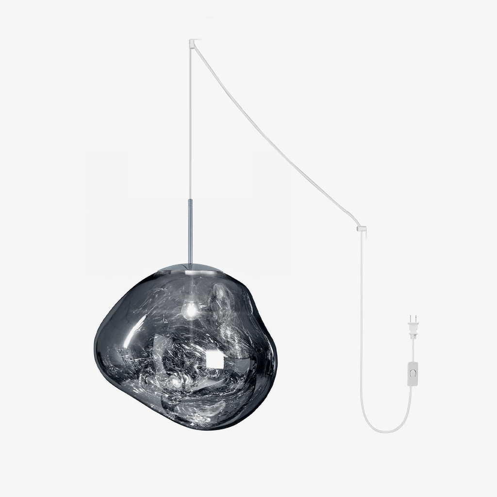 Suspension, abat-jour miroir en PVC lave en fusion, prise secteur, E27