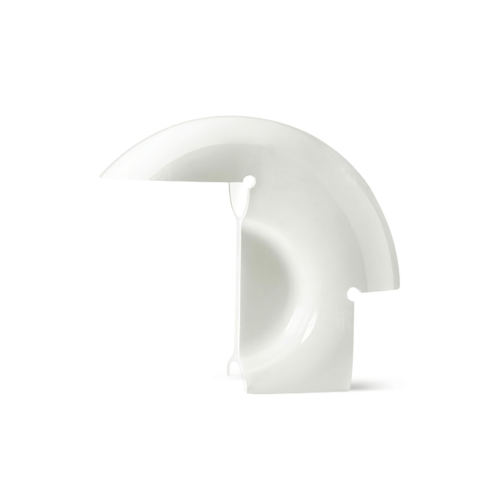 Clérachic curved white resin table lamp shown unlit against a pure white cutout background, isolating its crescent silhouette.
