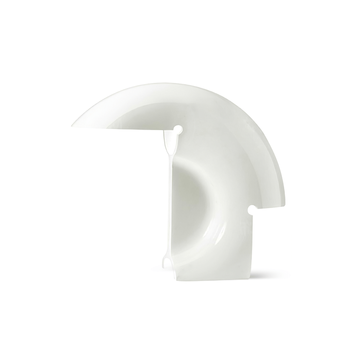 Clérachic curved white resin table lamp shown unlit against a pure white cutout background, isolating its crescent silhouette.
