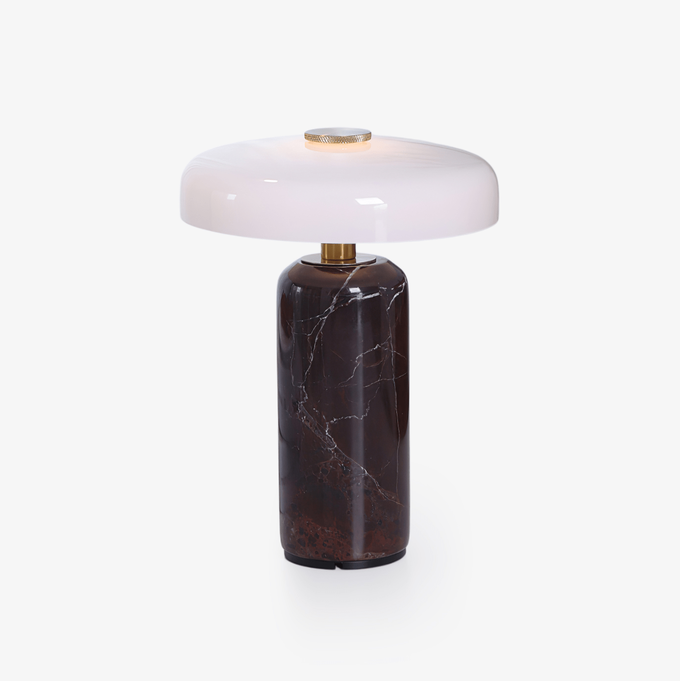 Table Lamp, Opaline Glass Shade, Marble Base, Cordless LED