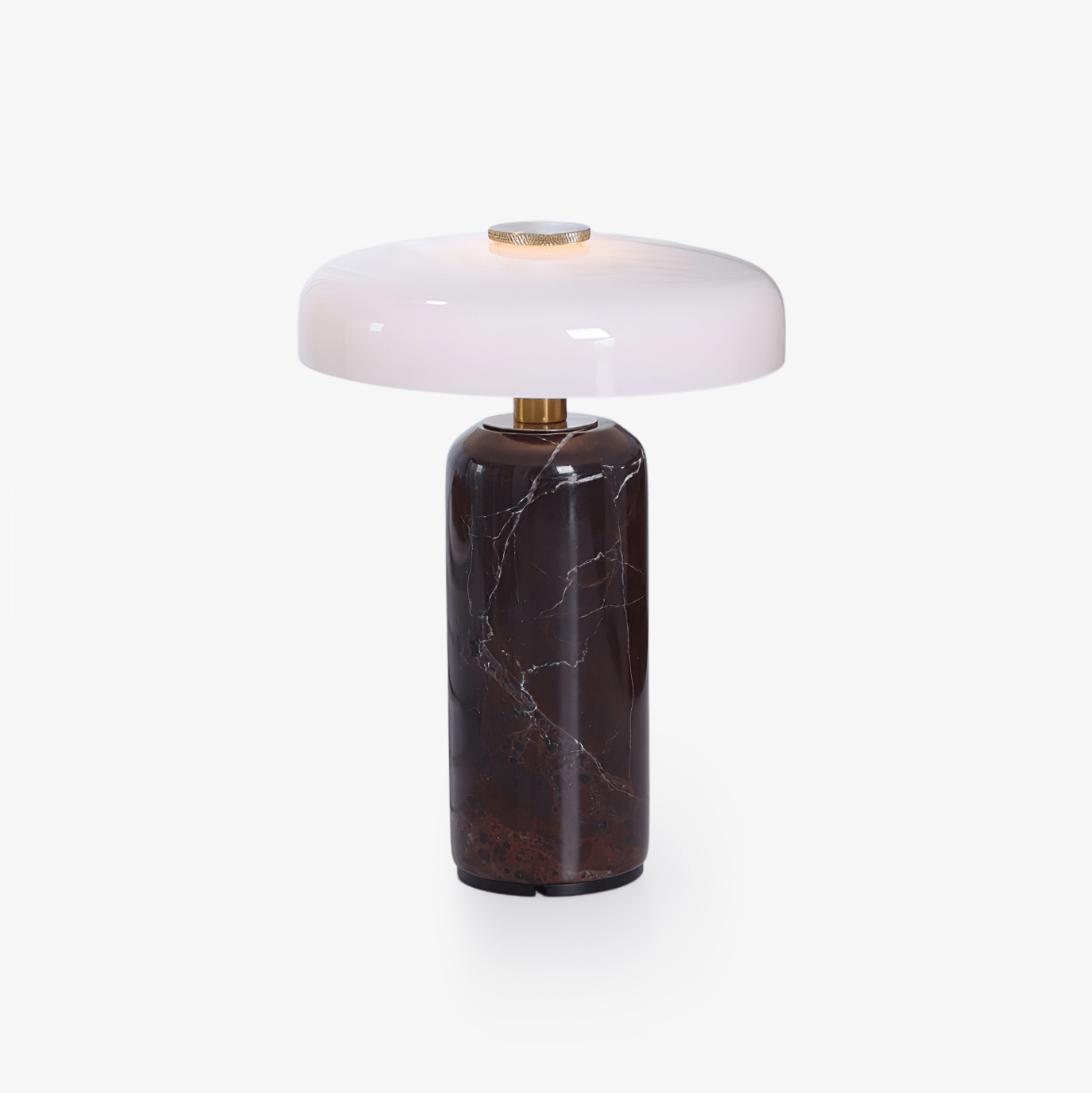Table Lamp, Opaline Glass Shade, Marble Base, Cordless LED