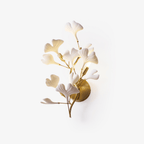Væglampe, hvide keramiske ginkgo-blade, G9, guld- eller nikkelfinish