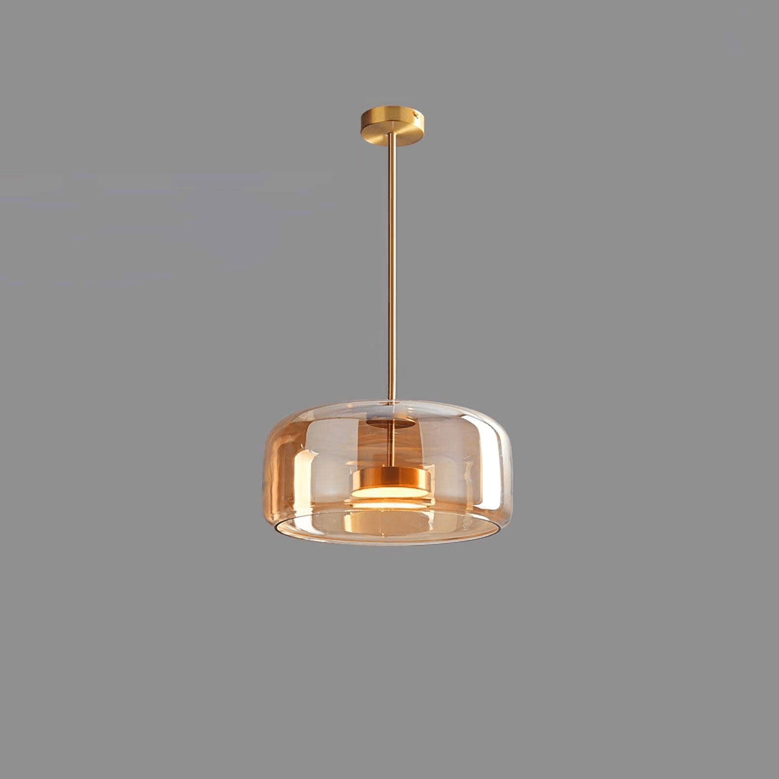 Spherical glass pendant light casting soft ambient light