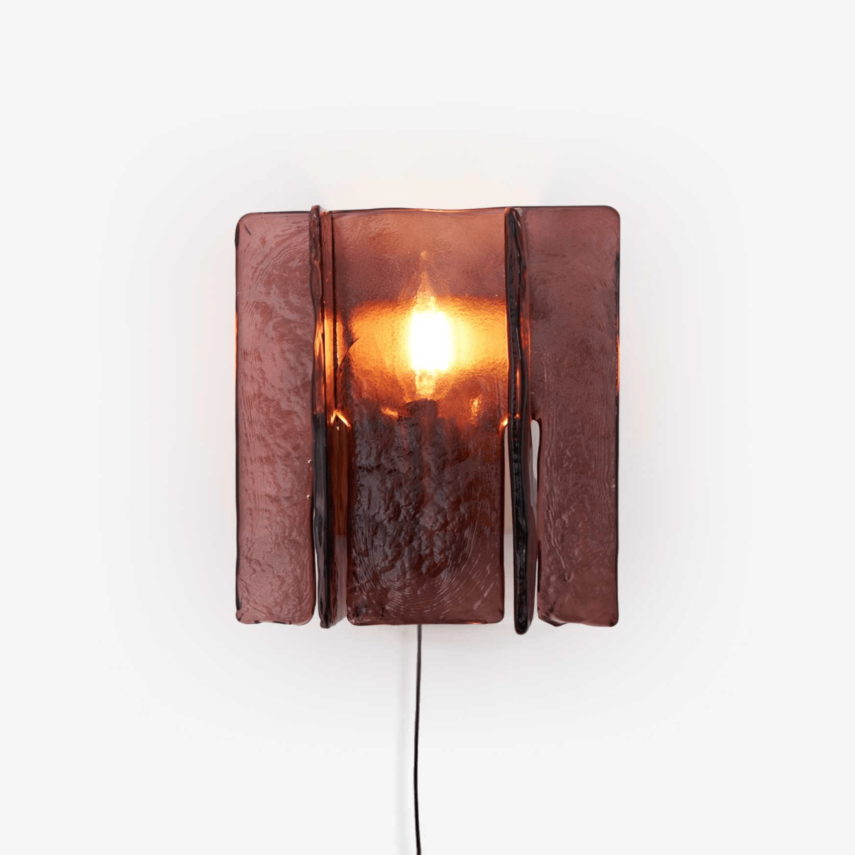 Wall sconce size diagram showing brass body and red glass