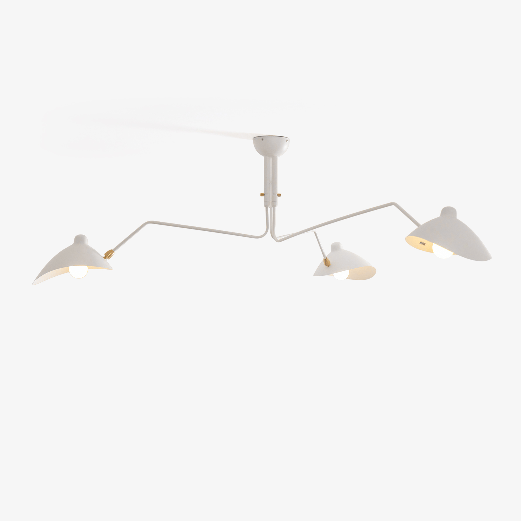 Spider ceiling light arms and brass hardware detail