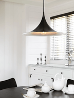 Beige arch pendant shade shown straight on