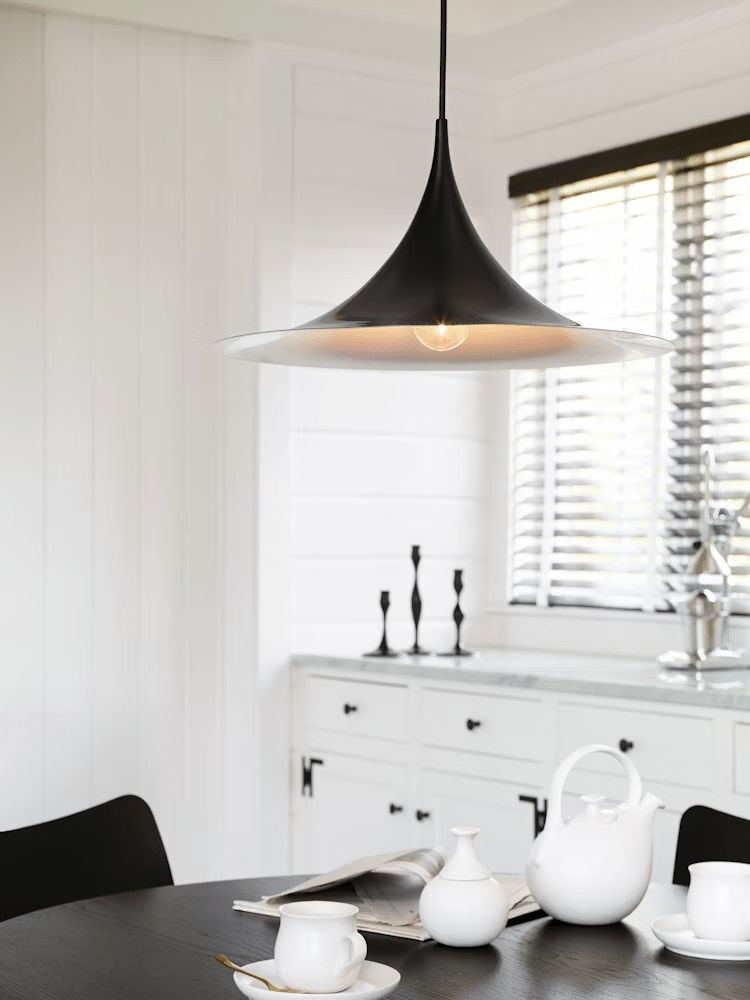 Beige arch pendant shade shown straight on