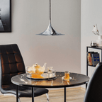 Semi pendel, bueformet spunset aluminiums-skærm, E26/E27, fast installation