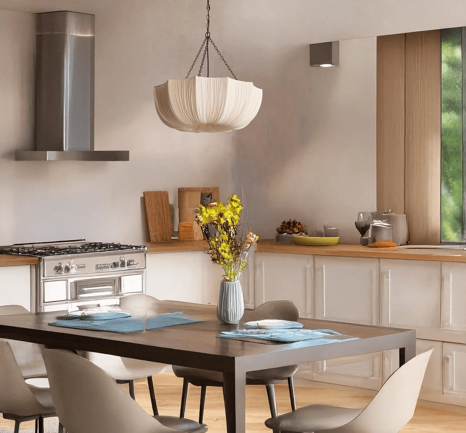 Cotton pendant shade profile showing its rounded silhouette