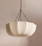 Cotton pendant shade detail highlighting the woven fabric