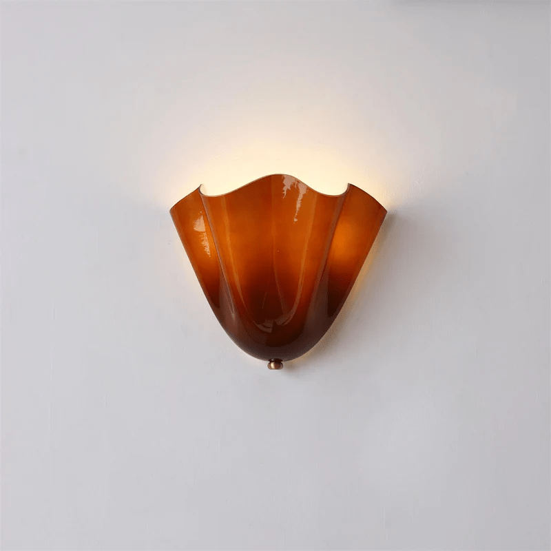 Petalia wall sconce sculptural glass curve viewed from the side