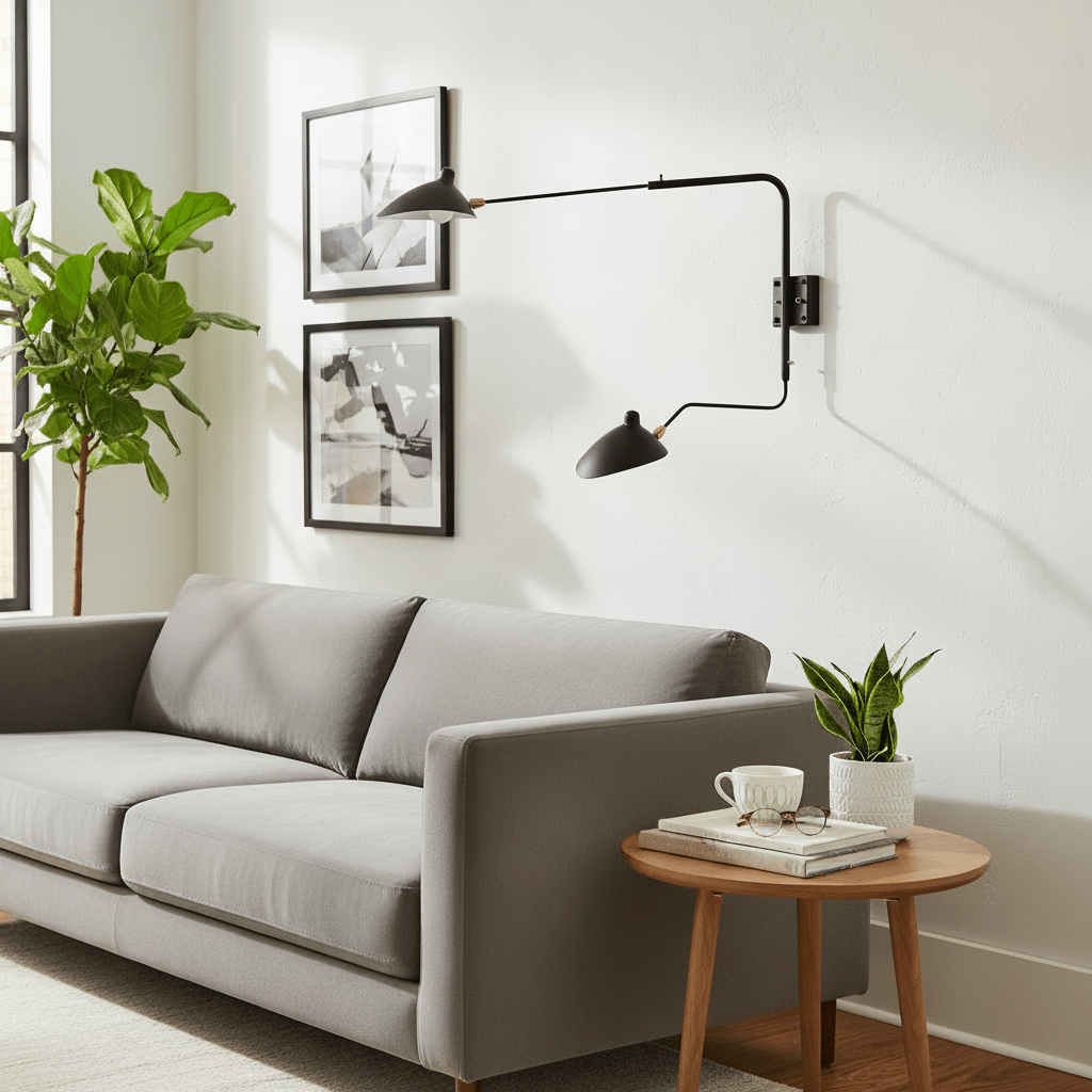 Wall sconce shade and arm joint detail showing rotation point