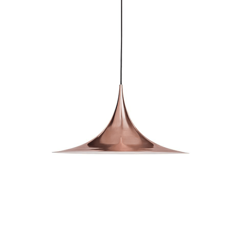 Orange arch pendant light shown on a neutral background