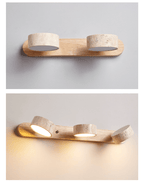 Travertine Duo Wall Light, Natural Stone Shades, Wood Frame, LED 3000K