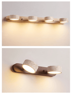 Travertine Duo Wall Light, Natural Stone Shades, Wood Frame, LED 3000K