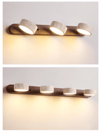 Travertine Duo Wall Light, Natural Stone Shades, Wood Frame, LED 3000K
